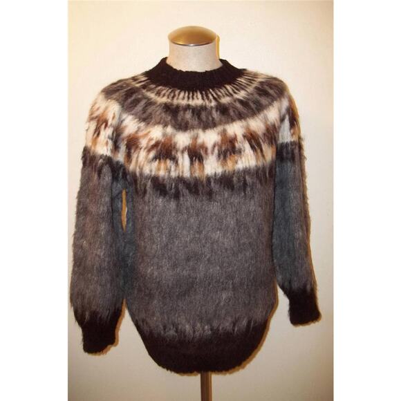 Vintage Wool Varied Brown & Beige Crew Neck Sweater L? - Picture 1 of 4